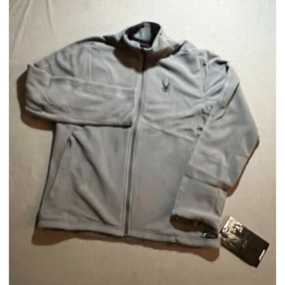 Spyder Fleece Jacket Adult Medium Gray Long Sleeve Full Zip Knit Sweatshirt Mens - Picture 1 of 14